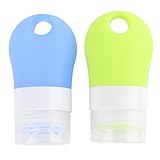 Mipcase 3 Stück Teiliges Silikon Auslaufsichere Wiederbefüllbare Kosmetikflaschen zum Befüllen von Make up Lotion und Shampoo Kompakt Leicht Tragbar in Blau Grün Transparent