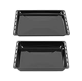 ICQN 465 x 370 x 30 und 60 mm Backblech Set, Passend für Bosch Neff Constructa, 2er Emaillierte Fettpfanne für Backofen, Kratzfest & Rosfrei, 46,5 x 37 x 3 und 6 cm