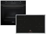 Siemens Set PQ524IA3BZ Pyrolyse-Backofen Deep Black Inox HB279GBB3 + Induktionskochfeld autark EH845BFB5E