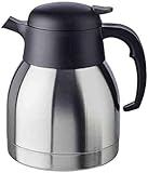 APS 10910 Isolierkanne „Classic“, 1 Liter, Kaffeekanne mit Drehverschluss, Ø 14 cm, H: 19 cm, doppelwandiger Edelstahl, für heiße und kalte Getränke, nicht spülmaschinengeeignet, ca. 8 Tassen