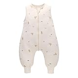 Baby Schlafsack mit Füßen 1.5 TOG Schlafsack 100% Baumwolle Ganzjahres Schlafsack Babyschlafsack mit Beinen (Bär, L/2-3T)