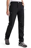 Libin Damen Wanderhose Thermohose Gefüttert Winter Outdoorhose Warme Softshellhose Wasserdicht Winddicht Skihose Trekkinghose, Schwarz M