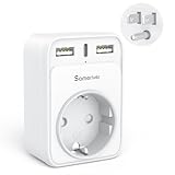 Reiseadapter USA Adapter Amerika Deutschland Stecker mit 2USB 1USB C (3A), 4-in-1 Steckdosenadapter Reisestecker Stromadapter für USA Kanada Thailand Mexiko Wand Ladegerät Ladestation