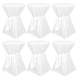 Pesonlook 6er-Pack Premium stehtisch hussen, weiße Stehtischhussen, blickdichter Durchmesser 80 cm, rutschfest & waschbar bei 40 °C, Stehtischhusse mit Band, Stehtischhusse für Stehtisch