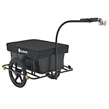 Juskys Fahrradanhänger 90 Liter - Lastenanhänger mit Kupplung, Deichsel — Anhänger für Fahrrad 40/80 kg Zuladung - Transportanhänger mit Schutzplane