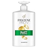 Pantene Pro-V Glatt & Seidig Shampoo 1000ml Pumpspender für Krauses, Stumpfes Haar, Reinigt Sanft, Schützt die Haarbindungen, Ohne Silikone, Mineralöle und Farbstoffe, Active Nutri-Plex-Technologie