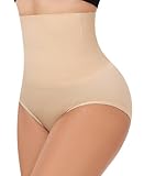 YARRCO Damen Unterhose Bauchweg Shapewear Miederslips Nahtlose Miederhose Hohe Taille Miederpants Body Shaper Slips Formende Unterwäsche Höschen (Beige, XL)