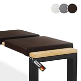 Lycce Bankauflage Klemmkissen 2 Leisten, Sitzkissen Kunstleder braun, Banktiefe 33 cm