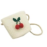 DIFLAX Mädchentaschen Blumen Stroh Tasche mit Reißverschluss Strohtasche Crossbody bag Stroh Umhängetasche für den Urlaub Reise Outdoor Aktivitäten