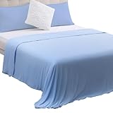 Marchpower Sommerdecke Mikrofaser Arc-Chill, Selbstkühlende Kühldecke mit Japanische Q-Max＞0.5, Kühl und Gemütlich, 2 in 1 Doppelseitig weiche Kuscheldecke Sofadecke Reisedecke(150 * 200cm Blau)