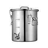 Edelstahl-Lagerfässer mit Deckel und Silikondichtung. Geeignet für den Transport von Flüssigkeiten (Größe: 28 x 40 cm (18 l)).