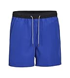 JACK & JONES Herren Jpstfiji Jjswim Black Tape Ly Sn Badeshorts, Blau, XL