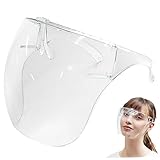 Jcasbdn Gesichtsschild mit Brille, Anti-Fog Clear Clear Full Face Shield Maske, wiederverwendbare schützende Plastik-Tröpfchen-Spritzer Guard für Frauen Männer Kinder