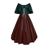 ZGIDDAZ Mittelalter Kleidung Damen Renaissance Kleid Retro Partykleid Viktorianisches Maxikleid Für Halloween Karneval Mittelalter Kostüme Vintage Festliche Kleider Light Brown L