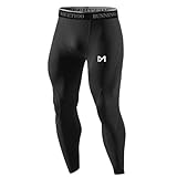 MEETYOO Herren Kompressionshose Leggings, Schwarz, L EU