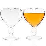 Theaque Martinigläser 2er Set, Glas Kristall Cocktailgläser Herzform Glasbecher Garnelen Cocktail Kelch Glas Weinkelch Weinflöten Trinkbecher für Valentinstag Bar Hochzeit Party Bankette