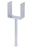 Alberts 214265 U-Pfostenträger | mit Betonanker aus Riffelstahl | feuerverzinkt | lichte Breite 91 mm | Länge Betonanker 200 mm
