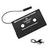 Pixelure Kassetten Adapter für Autoradio, Auto-Audio-Kassette auf AUX-Adapter Bluetooth 5.0, Kassettenadapter mit Mikrofon für Freisprechanrufe