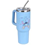 DISNEY Stitch großer Becher mit Deckel und Metallstrohhalm, Edelstahl 1,18l