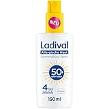 Ladival Sonnenschutz Spray LSF 50+ für allergische Haut - Sonnencreme bei Sonnenallergie und Mallorca-Akne, wasserfest, fettfrei, 4-fach Zellschutz, korallenfreundlich, leichte Gel-Formel, 150ml