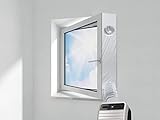 HOOMEE VP Fensterabdichtung für Mobile Klimageräte, Mit Angenähter Schlauch Verlängerung, Für Einflügelige Fenster mit Breiten Fensterbänken und Tief Eingebaute Flügelfenster, Altbauwohnungen, 500cm