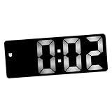 Healifty Digitaler LED Wecker mit Temperaturanzeige Tischuhr für Schlafzimmer und Büro Großes Display Schwarze Oberfläche Batterien Enthalten für Räume