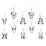 VANZACK 10 Stück Dekorative Panda Schlüsselanhänger aus PVC Leichter Mehrzweck Schlüsselanhänger für Taschen und Schlüsseldekor Geschenkidee für Freunde