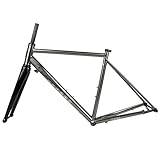 HIMALO Scheibenbremse Rennrad Rahmenset 700C Cr-Mo Stahlrahmen Steckachse 100/142mm 28c Fette Reifen Fahrradrahmen 44/47/50/53/56CM (Color : Dark Gray, Size : 50cm)