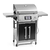 LANDMANN Elektro-Grillwagen EG-II-590 | Leistungsstarker Standgrill mit 2 Fleischthermometern & Deckelthermometer | Ohne Gas & ohne Kohle grillen | Grillfläche ca. 59 x 40,5 cm | 3200W [Edelstahl]