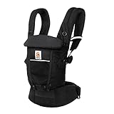 Ergobaby Adapt Babytrage für Neugeborene ab Geburt, 3-Positionen SoftFlex Mesh Ergonomische Babybauchtrage Rückentrage Baby-Tragetasche, Onyx Black