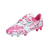 Roniluu Fußballschuhe für Kinder,Atmungsaktive Fußballschuhe mit Stollen, Fussballschuhe Jungen Mädchen,Rosa,28EU