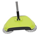 Angoily Handfeger Kehrschaufel mit Mülleimer Drehbarer Bodenbesen aus Abs Edelstahl Multifunktionaler Push Sweeper für Haushaltsreinigung Grün