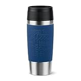 Emsa N20203 Travel Mug Classic Isolierbecher 0,36 Liter | neuer Komfort-Schraubverschluss | Edelstahl | 4h heiß und 8h kalt | 100% dicht | spülmaschinenfest | 360°-Trinköffnung | Dunkelblau