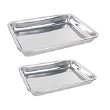 2pcs Quadrat Backblech Edelstahl Backpfannen Grill Toaster Ofenschalen Kekblatt