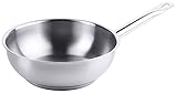 Contacto Sauteuse Edelstahl 18/10 Ø20 cm mit Rohrgriff & Schüttrand, induktionsgeeignet, Kapselboden, Kochtopf ohne Deckel