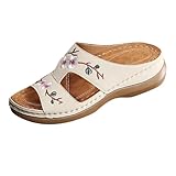 GFPGNDFHG Produkte Womens Sandals Damen Sommerschuhe Flache Sandalen Sommer mit Fussbett flip Flops Leder Peeptoes Schuhe für elegant beige