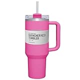 40oz/1.18L Thermobecher Mit Strohhalm Henkel Kaffeebecher To Go Mit Deckel Für Kalte Heiße Getränke Doppelwandiger Tragbare Autobecher Edelstahl Vakuum Isolierbecher Travel Mug Cup (Heißes Rosa)