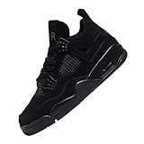 TBJ Air 4 Retro Sportschuhe Herren Damen | Skateboarding & Basketballschuhe | Bequeme Turnschuhe mit Hohem Komfor schwarz EU42