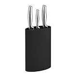 Relaxdays Messerblock oval, Messerhalter unbestückt, Messeraufbewahrung mit Borsten, HxBxT: 22 x 16,5 x 6,5 cm, schwarz