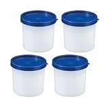 Westmark 4 Kräuter-/Gefrierdosen, inkl. Deckel, Füllvolumen: je 200 ml, stapelbar, Kunststoff, Trio, Farbe: Transparent/Blau, 25842270, Kräuterdosen 0,2 L
