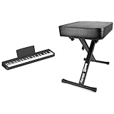 Yamaha P-145 Digital Piano, Schwarz & RockJam Premium Adjustable Padded Keyboard Bench or Digital Piano Stool, Regulär