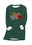 EFOFEI Damen-Sweatshirt mit Sherpa-Fleece-Futter, Rundhalsausschnitt, einfarbig, Sweatshirt, Love Green, 3XL