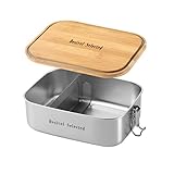 Desivel Edelstahl Brotdose und Lunchbox 800ml - Bambus Deckel Bento Box für Kinder und Erwachsene（800ml）