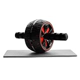 Noxtioanip Bauchroller, Ab Roller mit Rutschfester Ab Wheel für Männer und Frauen, Bauchtrainer Maximale Belastung 150 kg, Bauchmuskeltrainer mit Matte für Zuhause(Schwarz und Rot）