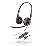 Plantronics – Blackwire 3220, kabelgebundenes USB-A-Headset – Zwei-Ohr-Headset (Stereo) mit Mikrofonarm – Verbindung mit PC/Mac über Anschluss – Kompatibel mit Teams, Zoom und mehr