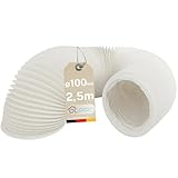 DL-pro 2,5m Ø100 mm Abluftschlauch – Flexschlauch PVC weiß für Klimaanlage, Dunstabzugshaube, Trockner – NICHT passend für Ø102 mm Anschluss