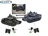 s-idee® 01919 2 x Battle Panzer 1:28 German Tiger T-34 mit integriertem Infrarot Kampfsystem 2.4 Ghz RC R/C Ferngesteuerter Panzer, Tank, Kettenfahrzeug 1:24, Neu 99824