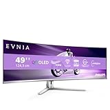 Philips Evnia 49M2C8900LA - 49 Zoll DQHD OLED Curved Gaming Monitor, 144 Hertz, 0,03ms GtG, HDR400, Ambiglow (5120x1440, HDMI 2.1, DisplayPort 1.4, USB-C, USB Hub) Weiss