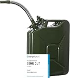 Oxid7 Benzinkanister aus Metall 20 Liter inkl. Ausgießer silber flexibel, UN-Zulassung | Kraftstoffkanister für Benzin, Diesel & Bio-Ethanol geeignet [Olivgrün]