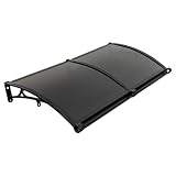 TFGXUE Terassenüberdachung, 120 x 60 cm Balkonüberdachung, Vordach für Haustür aus Aluminium-Legierung, bis 200 kg, Inkl. Löcher zum Aufhängen von Kleidung, Braun